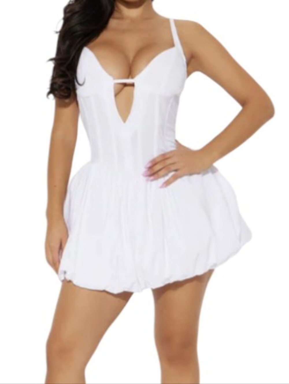 ✨ Fashion Nova White Bubble Hem Corset Dress – NWT – Size Small ✨